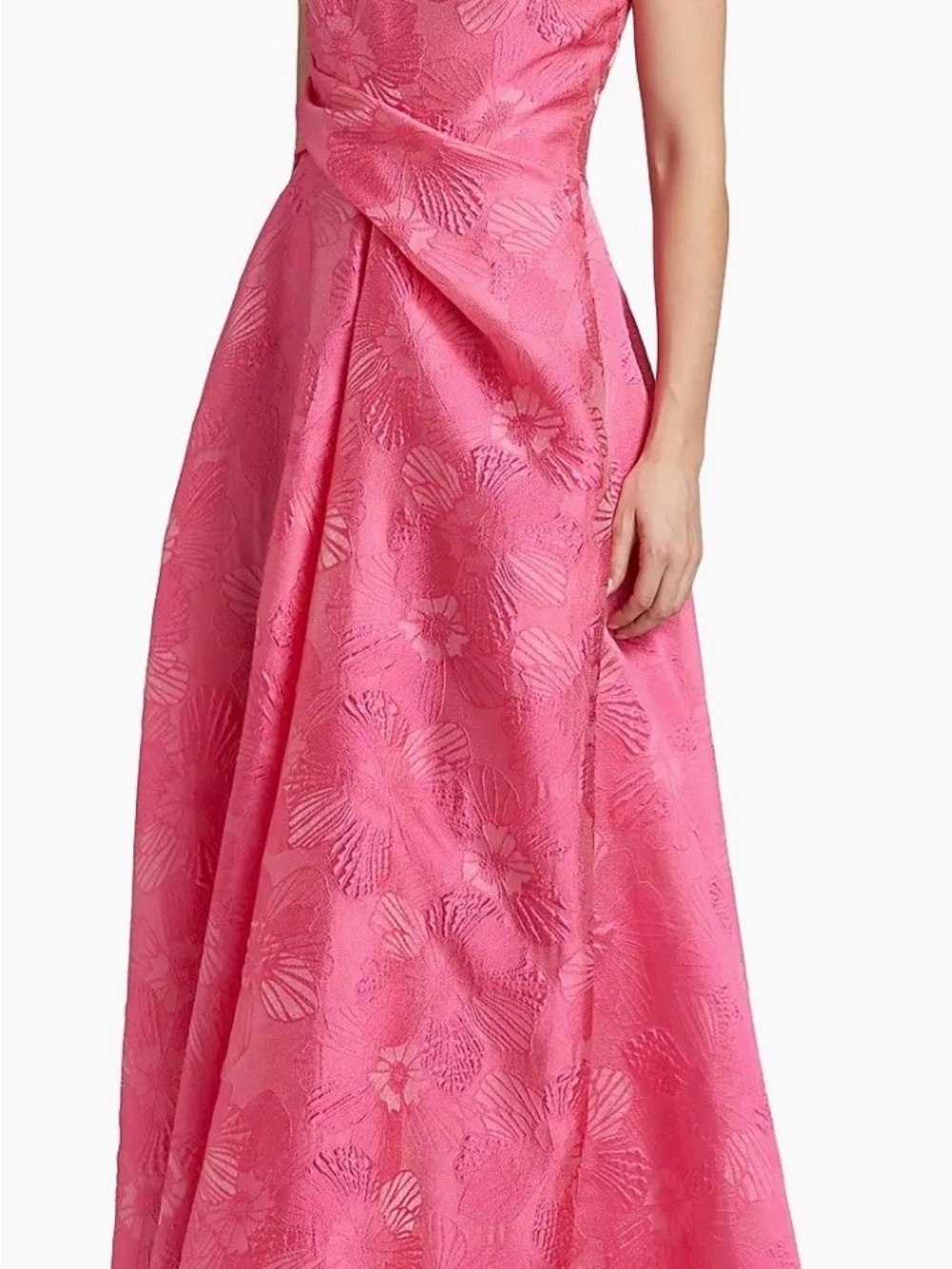 Floral Textured Maxi Dress in Pink with Structured Waist Saks Fifth Avenue